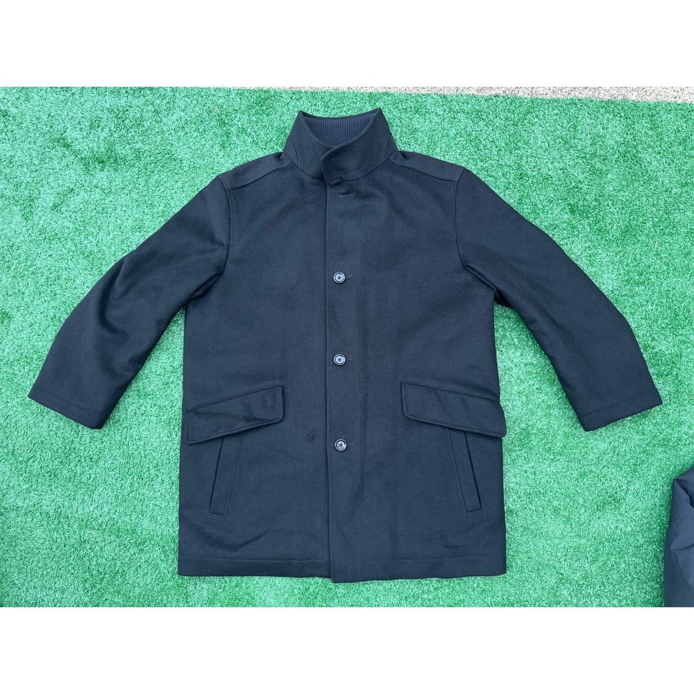Hugo Boss Mens Black Wool Blend Stand Collar Car Coat Jacket Made in Ukraine